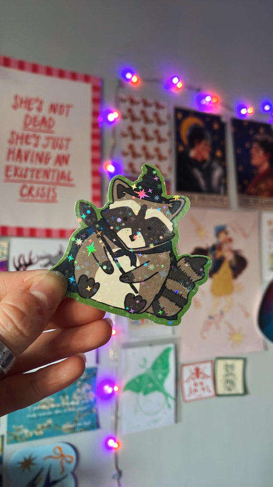 Wicked raccoon sticker, vinyl, stickers, glinda , elphaba, musical theatre, wicked the musical, cute, gift
