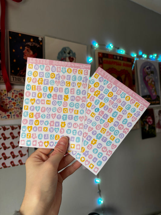 Pastel Letter Scrap Sticker Sheet