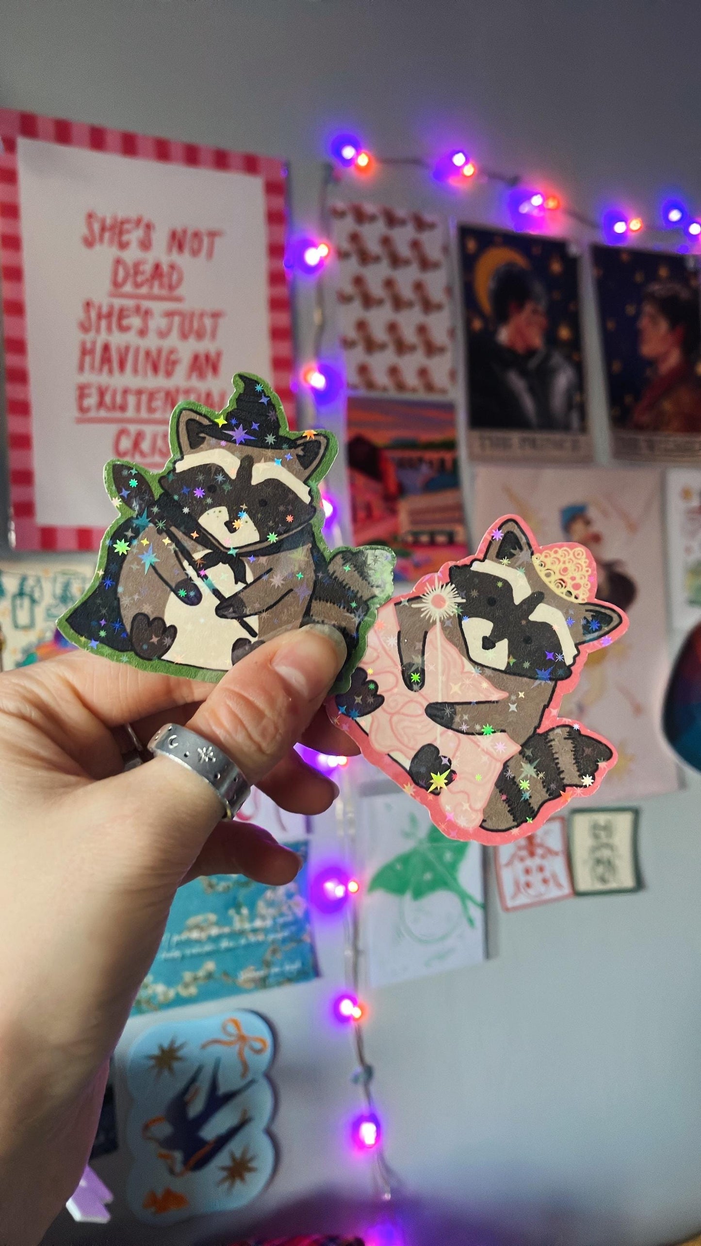 Wicked raccoon sticker, vinyl, stickers, glinda , elphaba, musical theatre, wicked the musical, cute, gift