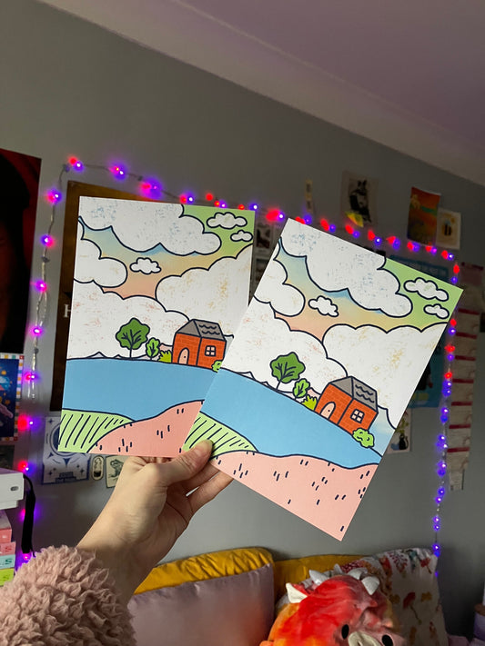 House on a hill Art Print