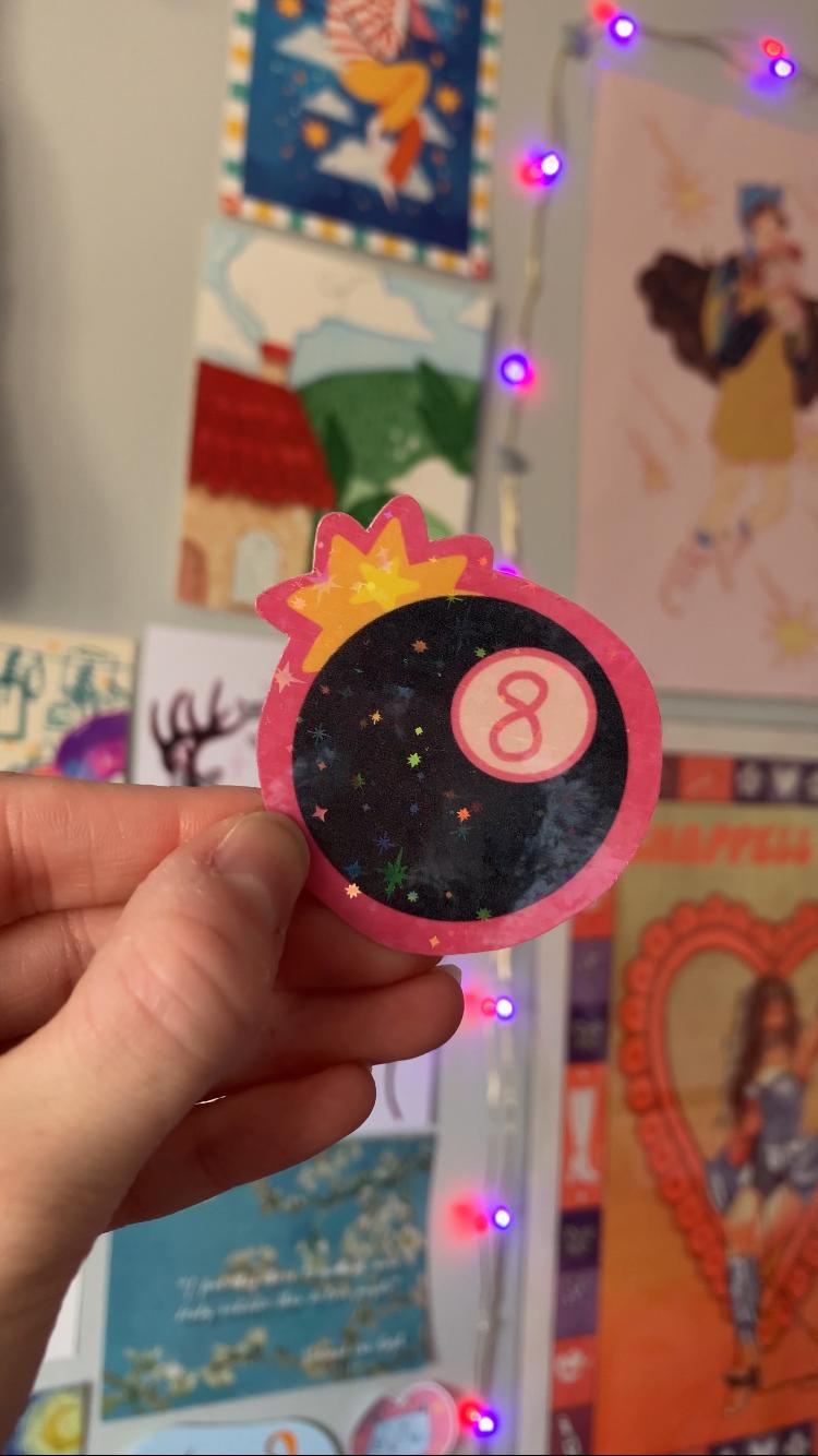 Lucky 8 Ball sparkly sticker