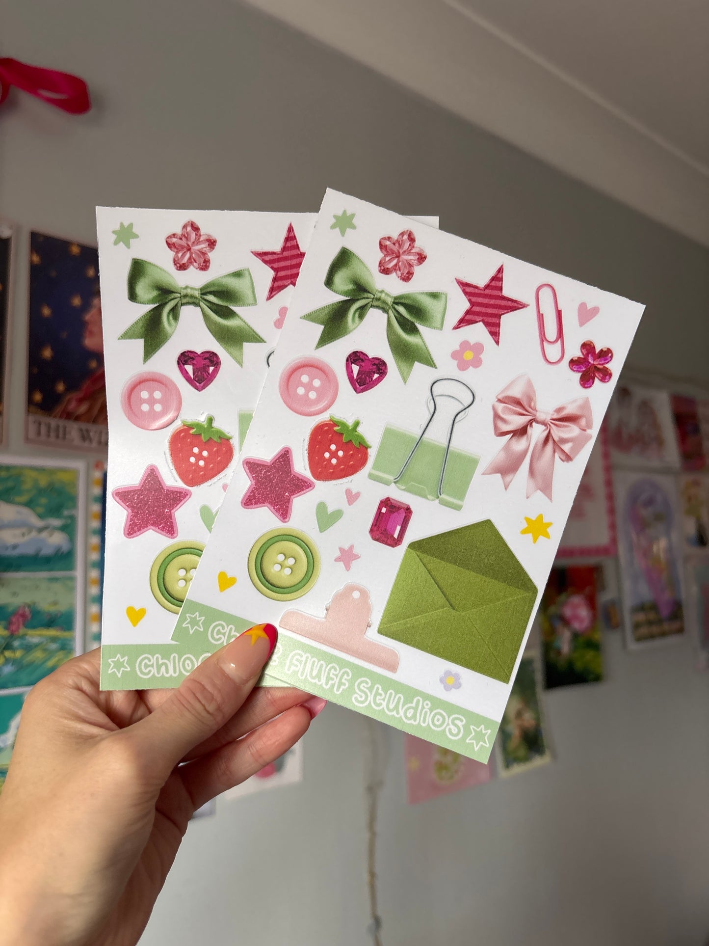 Pink/green Journalling Scraps Sticker Sheet