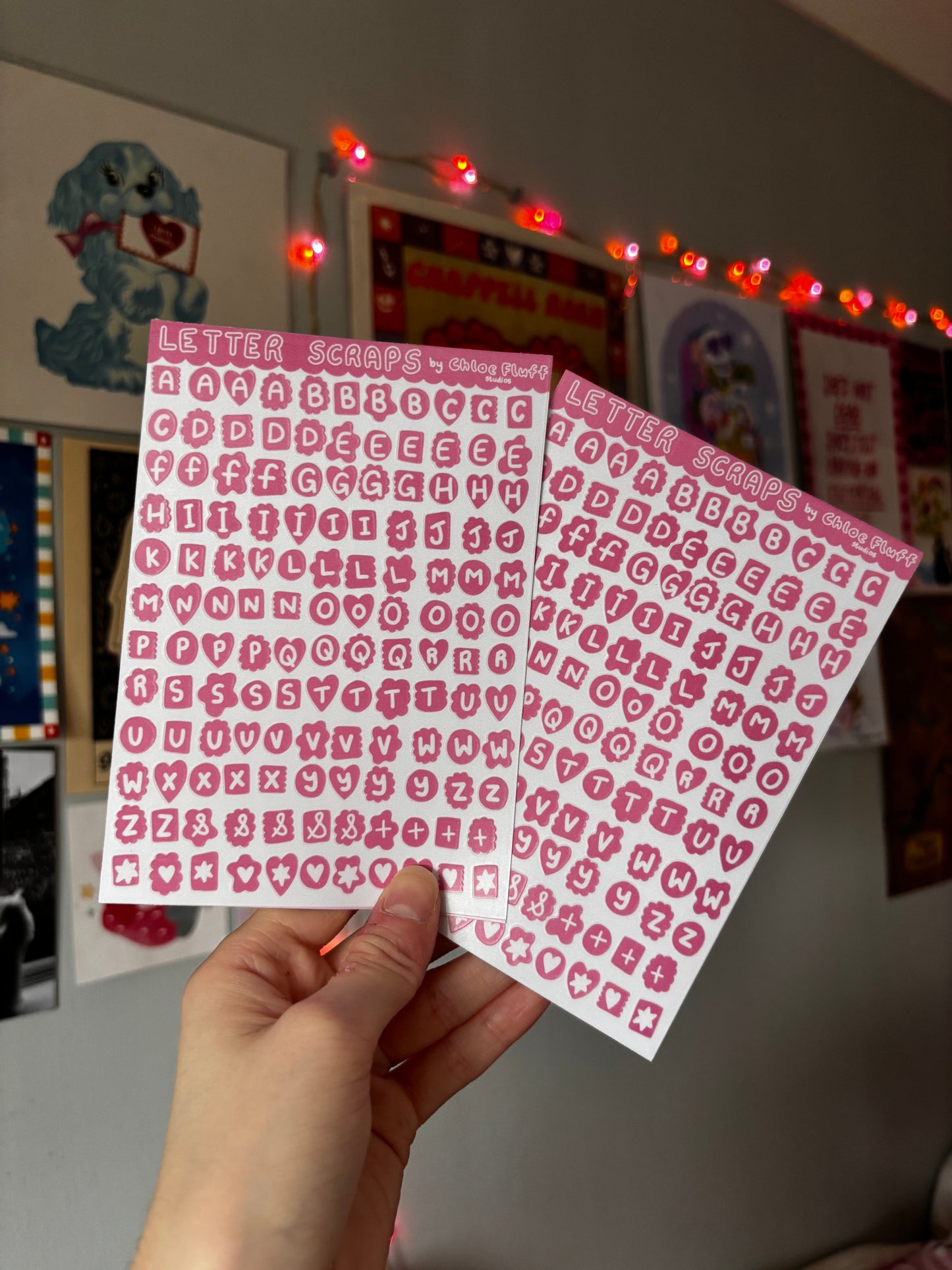 Pink Letter Scrap Sticker Sheet