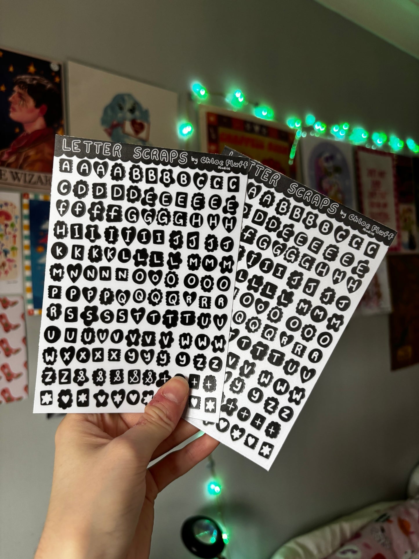 Black Letter Scrap Sticker Sheet